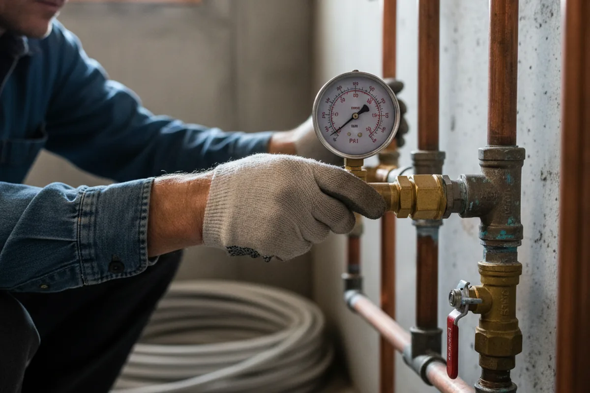 Pressure testing a repaired line during Water Line Repair in Greenleaf